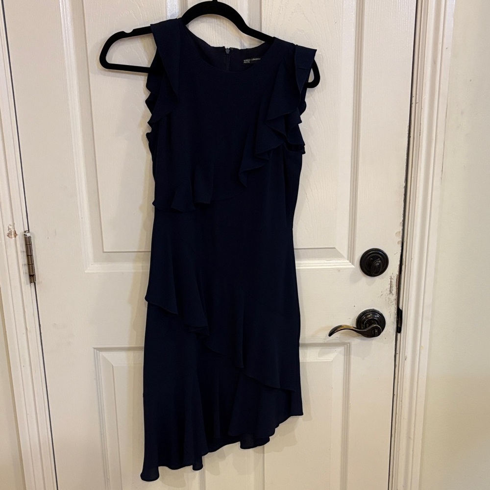 Maggy London Asymmetrical Navy Dress